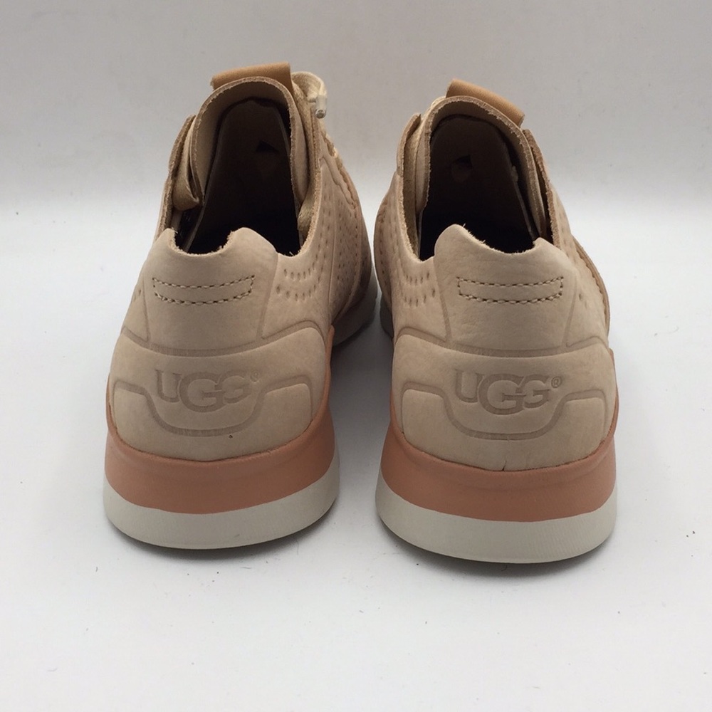 UGG Tye Leather Pink Perforated Leather Sneakers - Picture 3 of 7